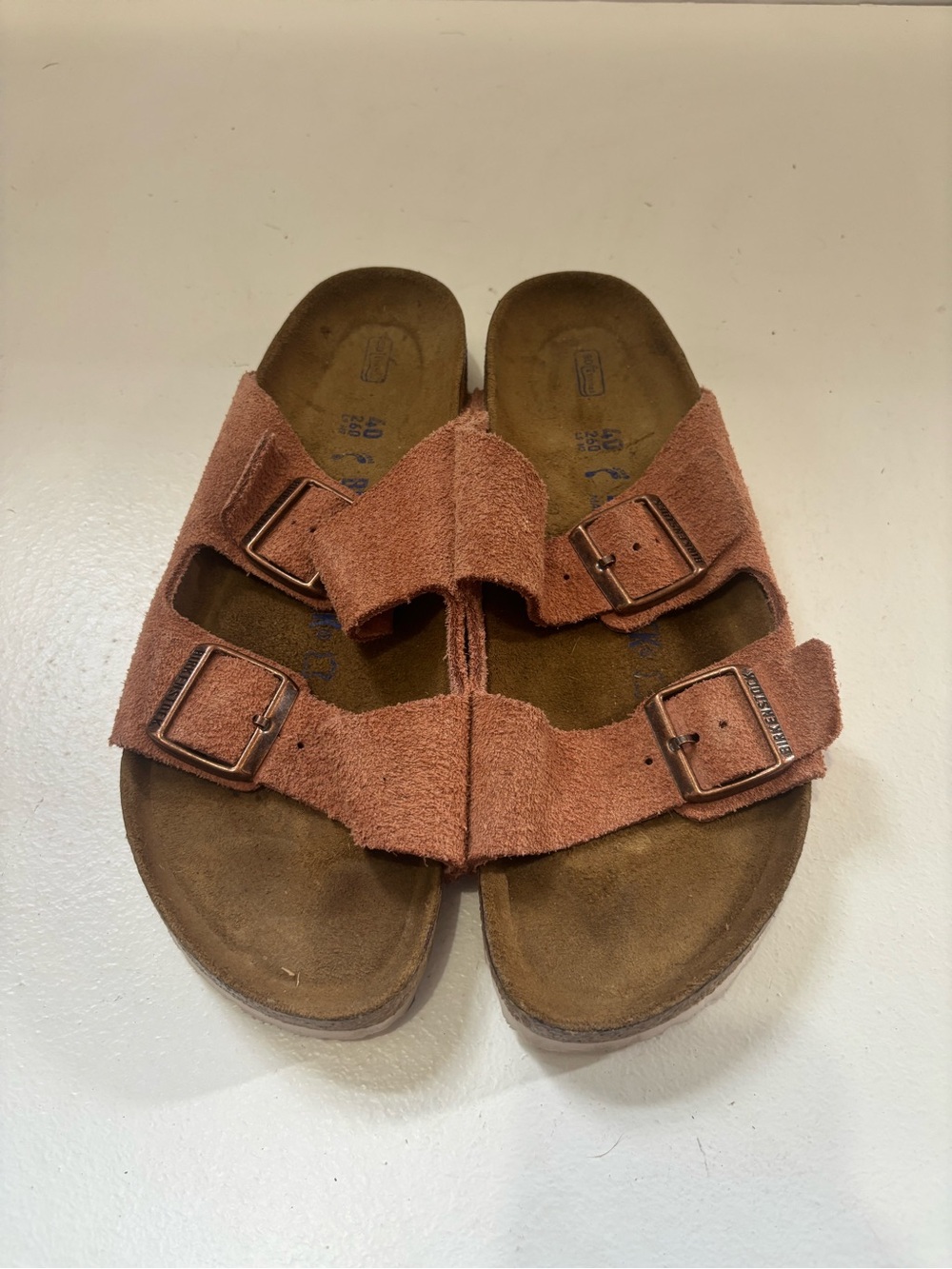 Birkenstock Arizona Suede Pink Clay Soft Footbed Sandals 40 L9